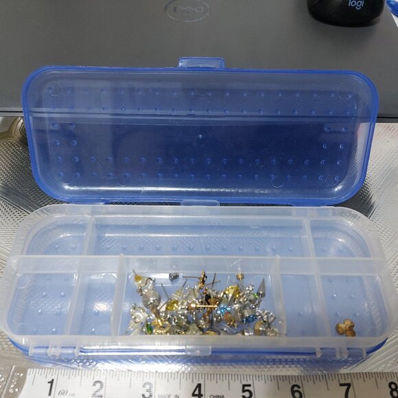 Pencil Clear Blue Organizer Jewelry Box Opens On BOTH SIDES with Compartments - Picture 4 of 10